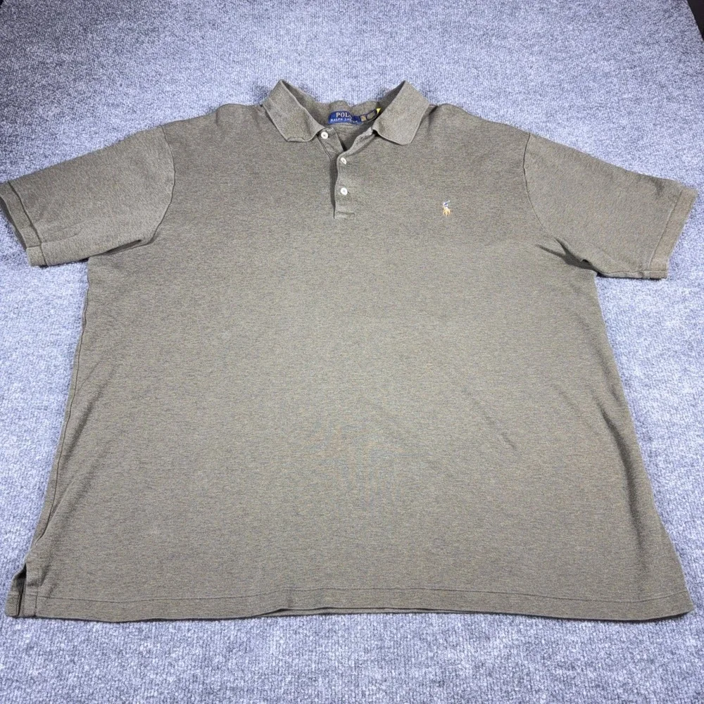 Polo Ralph Lauren Mens 2XLT Tall Olive Green Heather Short Sleeve Polo Shirt